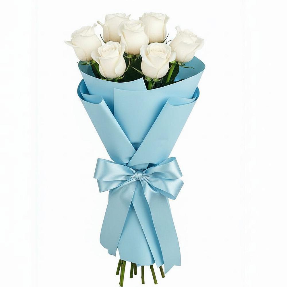Букет 7 белых роз Проуд в Алнаши
