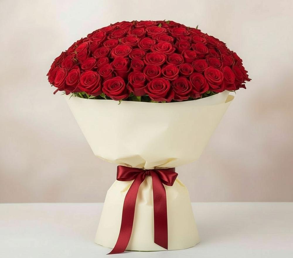 Букет 101 Красная роза Милано в Алнаши