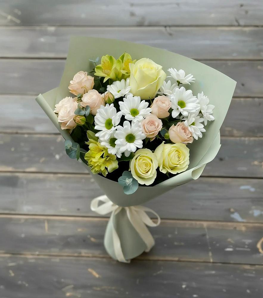 Букет цветов из: Альстромерии, Розы и Хризантемы в Алнаши