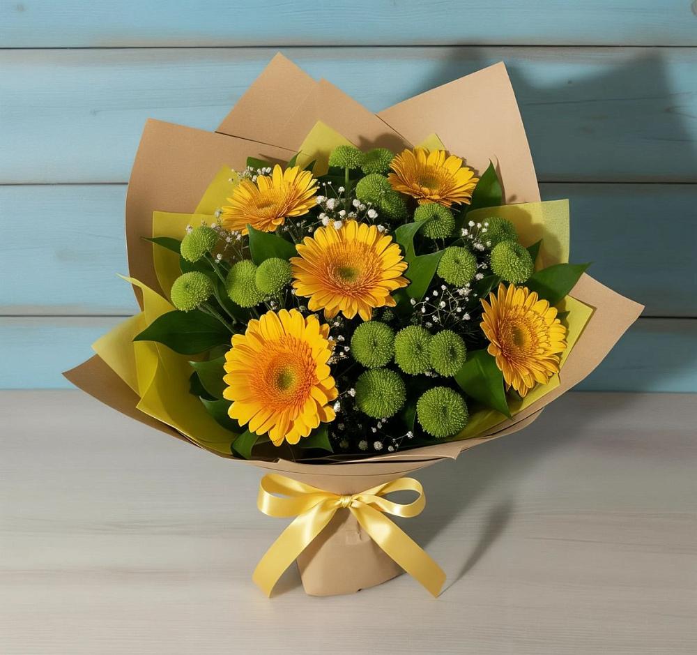 Букет цветов из: Герберы и Хризантемы в Алнаши