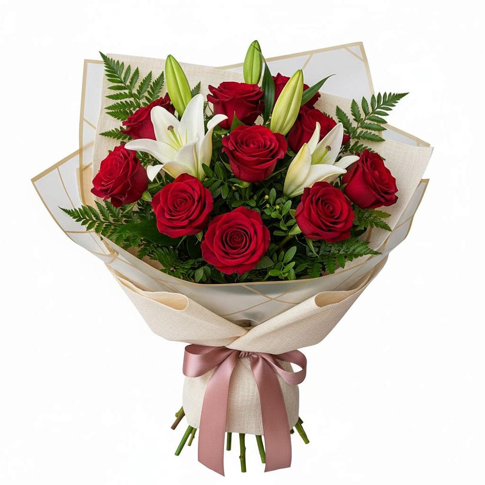 Букет цветов из: Лилии и Розы в Алнаши