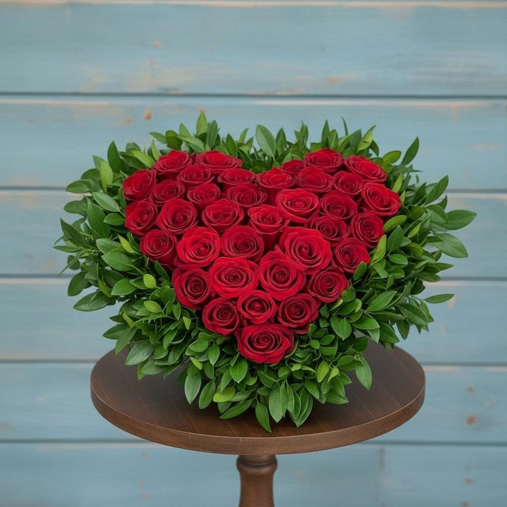 Цветочная композиция из Розы в виде сердца в Алнаши