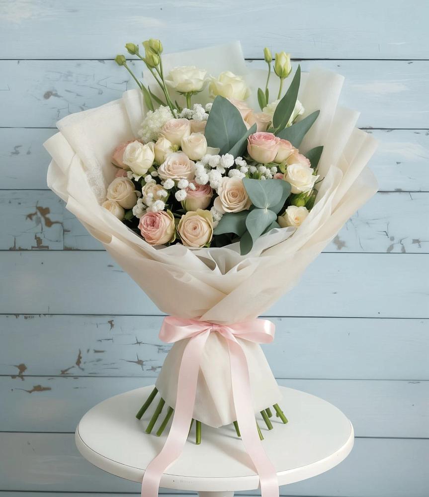 Букет цветов из: Розы и Лизиантусы в Алнаши