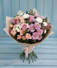 Букет цветов из:  Хризантемы, Розы и Альстромерии в Алнаши